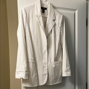 H&M White Pinstripe Blazer